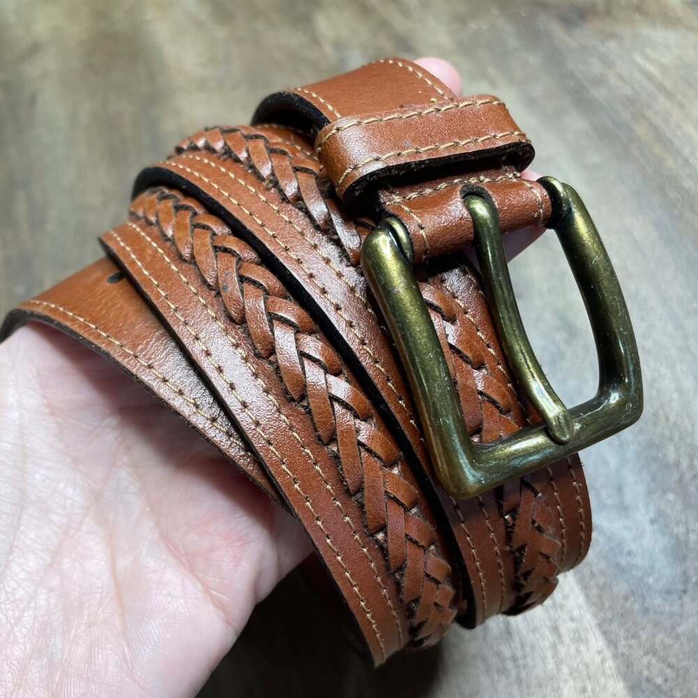 Unbranded Mens Brown Braided Genuine Leather Belt Size‎ XL Western